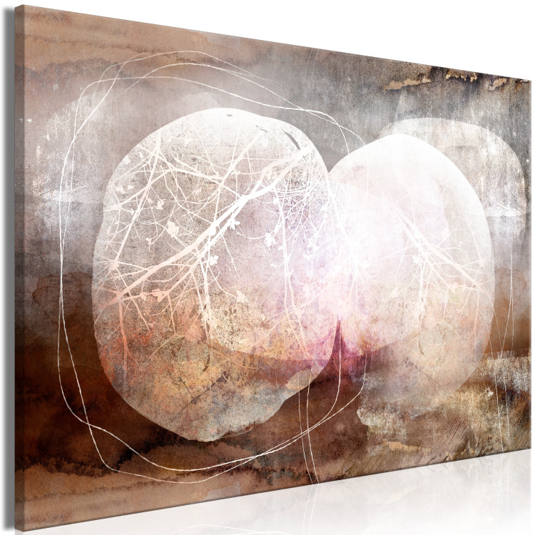 Canvas Beige Abstraction (1-piece) - rounded spheres with a botanical motif 143853 additionalImage 2