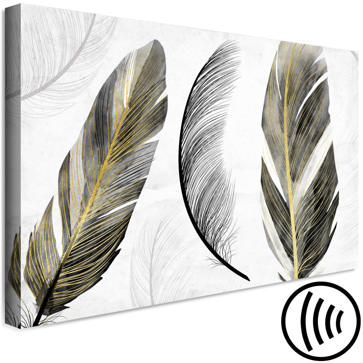 Canvas Art Print Boho in the Wind (1-piece) - black and gray feathers in abstraction 143953 additionalImage 6