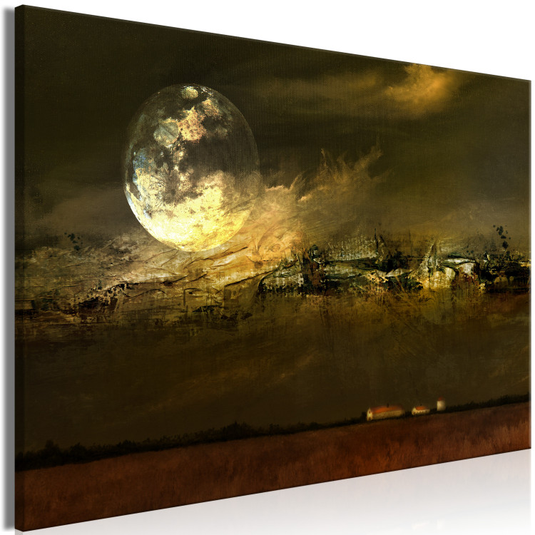 Canvas Print Bright Moon (1-piece) - landscape overlooking the village in the middle of the night 144053 additionalImage 2