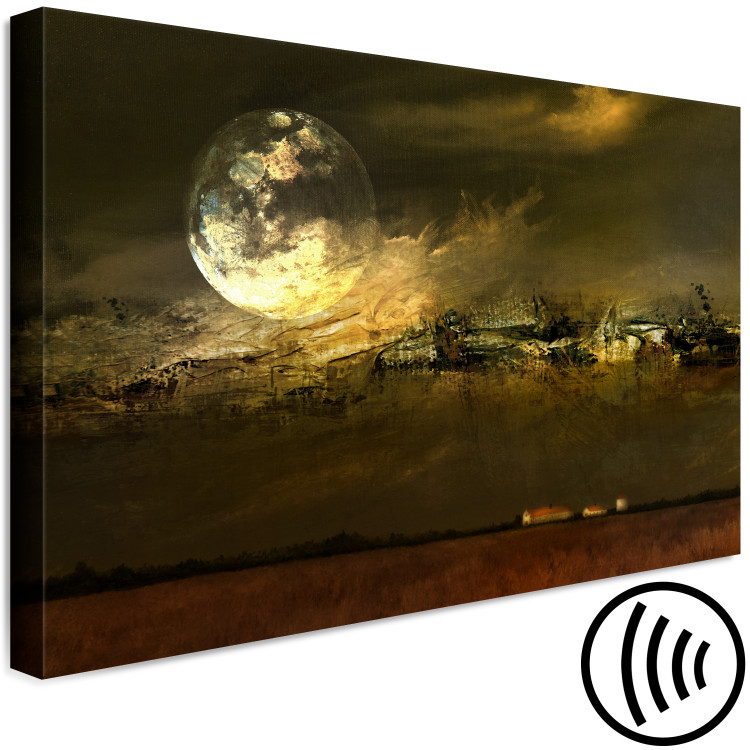 Canvas Print Bright Moon (1-piece) - landscape overlooking the village in the middle of the night 144053 additionalImage 6