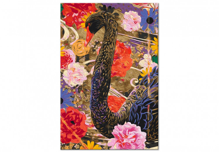 Paint by number Colorful Kilim - Black Swan in Gold on Flowers Background 145153 additionalImage 5
