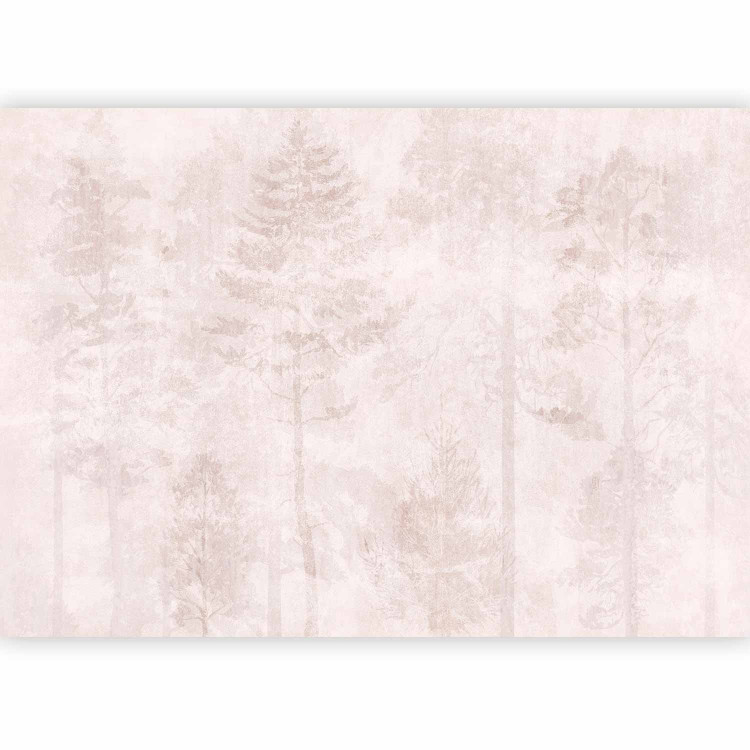 Wall Mural Sleepy Forest - Graphics With Trees on a Stone Beige-Pink Background 145253 additionalImage 1