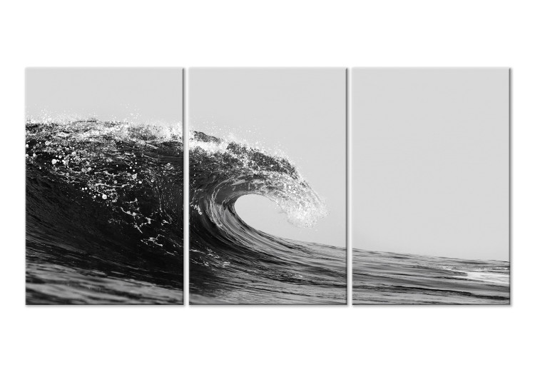 Canvas Foamy Wave of Refreshment (3-piece) - black and white seascape 145353