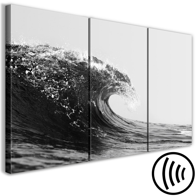 Canvas Foamy Wave of Refreshment (3-piece) - black and white seascape 145353 additionalImage 6