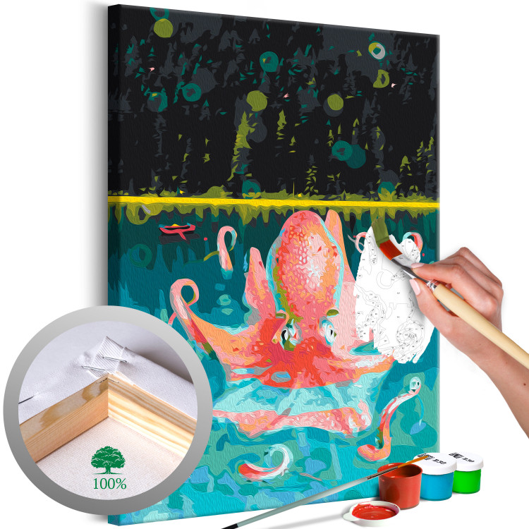 Paint by number Pink Girl - Octopus during the Morning Bath in the Emerald Ocean 146553