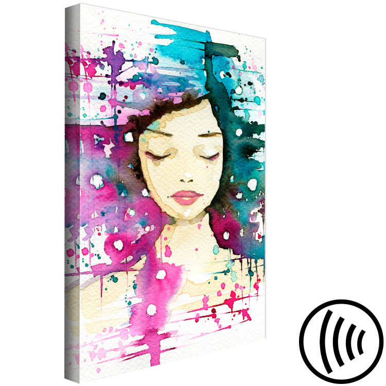 Canvas Art Print Portrait of a Woman - Abstract Colors and Pensive Face 149853 additionalImage 6