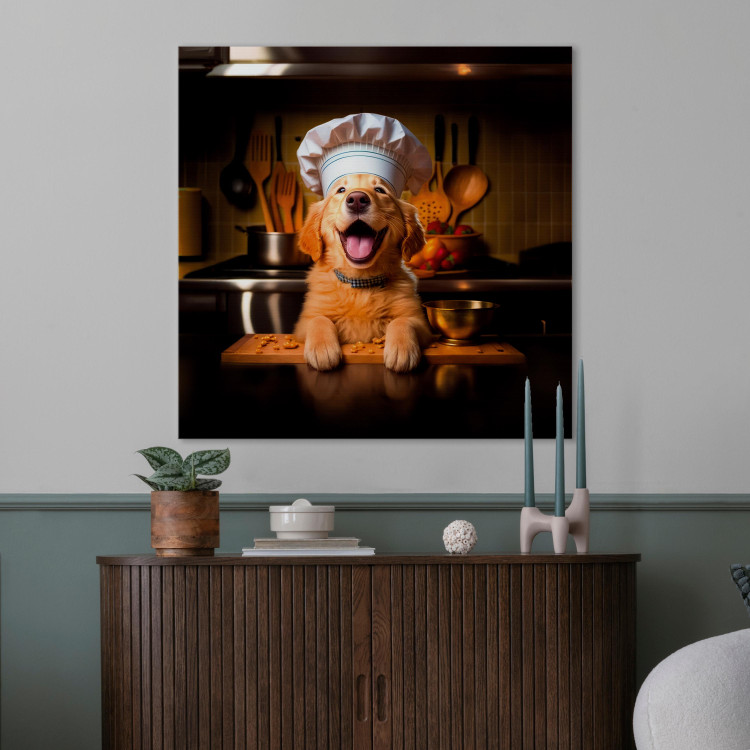 Canvas Print AI Golden Retriever Dog - Cheerful Animal in the Role of a Cook - Square 150253 additionalImage 11