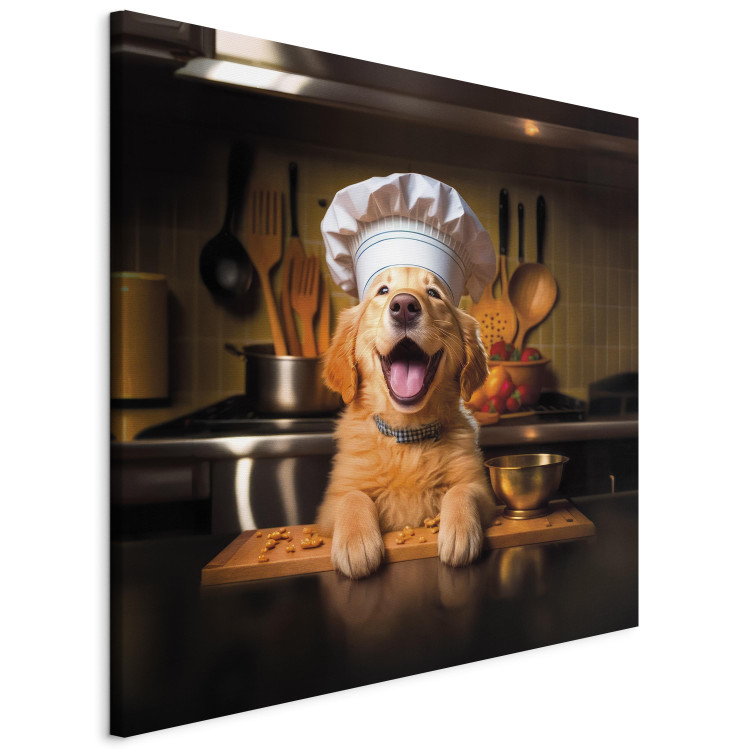 Canvas Print AI Golden Retriever Dog - Cheerful Animal in the Role of a Cook - Square 150253 additionalImage 2