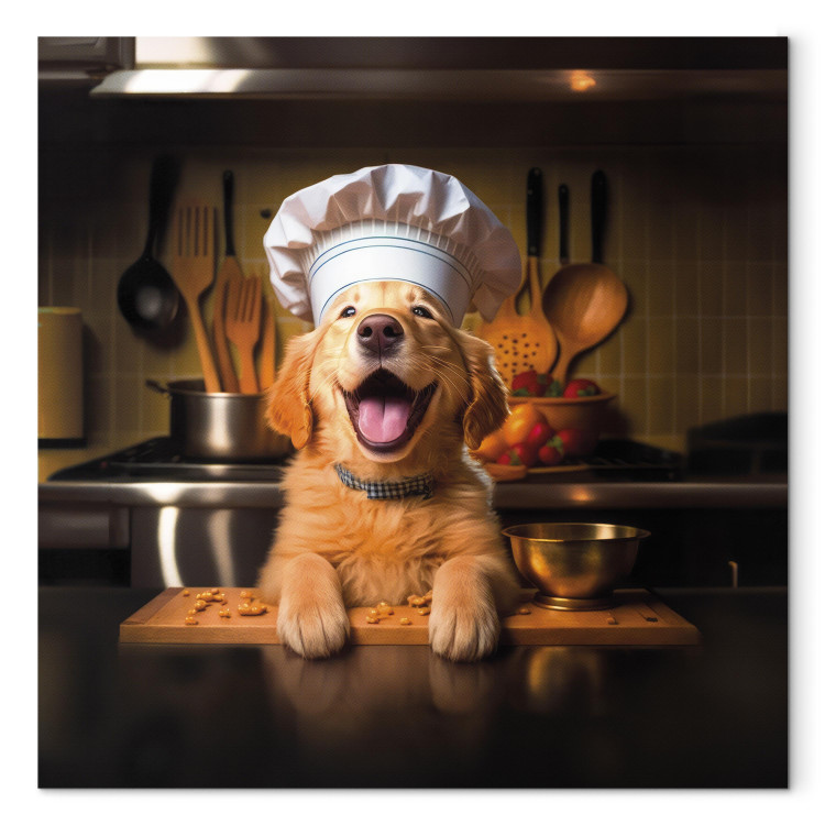 Canvas Print AI Golden Retriever Dog - Cheerful Animal in the Role of a Cook - Square 150253 additionalImage 7