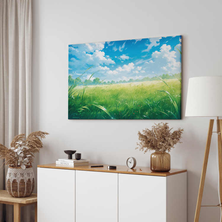 Canvas Print Digital Landscape - A Spring Meadow in the Style of a Computer Game 150653 additionalImage 4