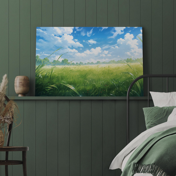 Canvas Print Digital Landscape - A Spring Meadow in the Style of a Computer Game 150653 additionalImage 9