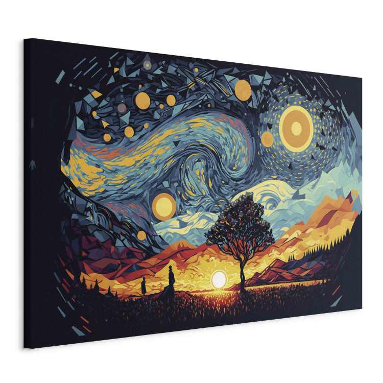 Canvas Art Print Sunrise - A Colorful Landscape Inspired by the Work of Van Gogh 151053 additionalImage 2