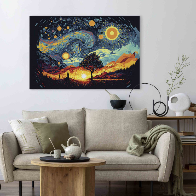 Canvas Art Print Sunrise - A Colorful Landscape Inspired by the Work of Van Gogh 151053 additionalImage 5