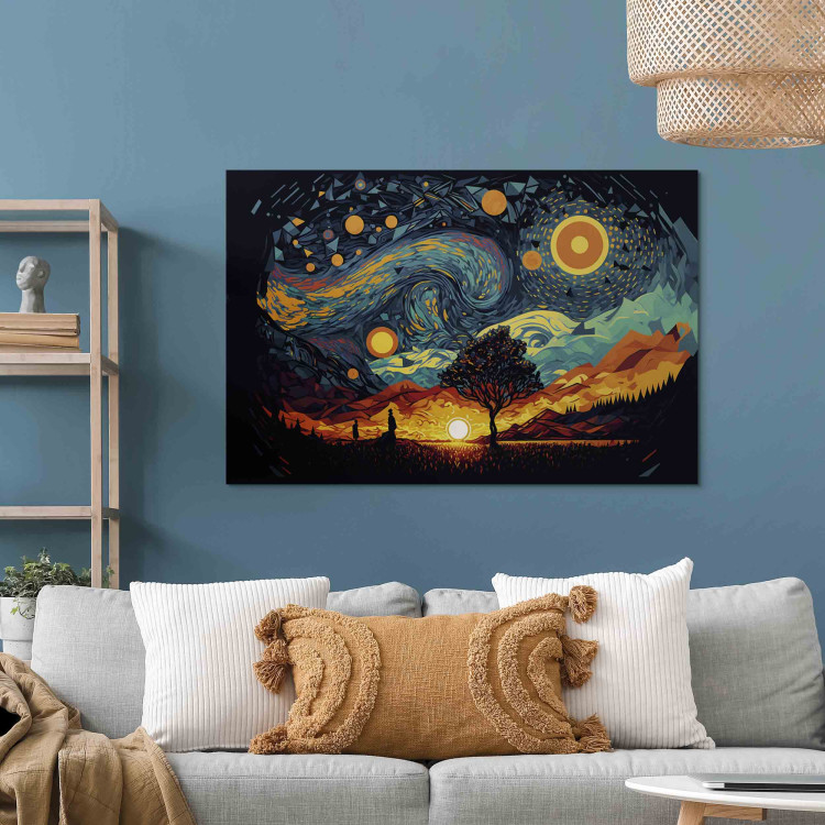 Canvas Art Print Sunrise - A Colorful Landscape Inspired by the Work of Van Gogh 151053 additionalImage 9