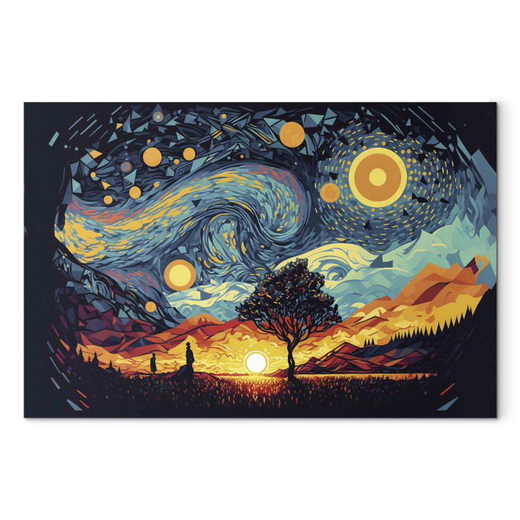 Canvas Art Print Sunrise - A Colorful Landscape Inspired by the Work of Van Gogh 151053 additionalImage 7