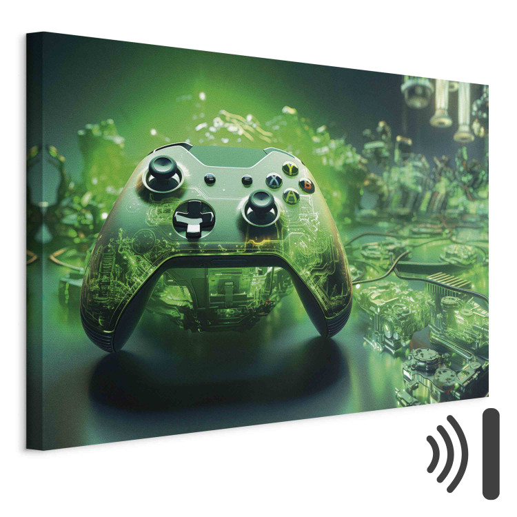 Canvas Print Gaming Technology - Game Pad on Intense Green Background 151553 additionalImage 8