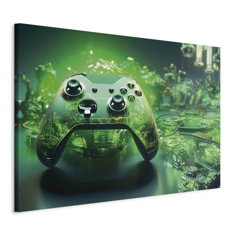Canvas Print Gaming Technology - Game Pad on Intense Green Background 151553 additionalImage 2