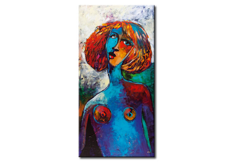 Canvas Art Print Female Act (1-piece) - colorful abstract portrait of a silhouette 46853