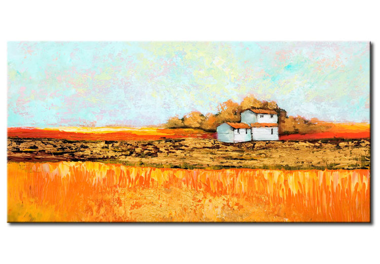 Canvas Print Cottage in the countryside - a farmhouse surrounded by fields 49753