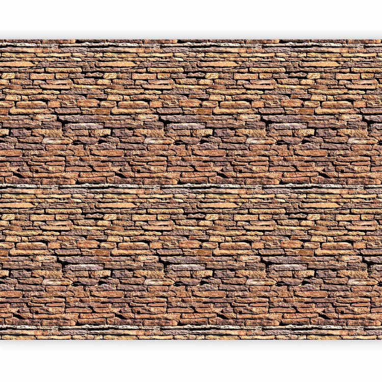 Photo Wallpaper Sunlit Wall - Stone Background with Mahogany Brick Effect in 3D 60953 additionalImage 5
