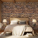 Photo Wallpaper Sunlit Wall - Stone Background with Mahogany Brick Effect in 3D 60953 additionalThumb 2