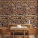 Photo Wallpaper Sunlit Wall - Stone Background with Mahogany Brick Effect in 3D 60953 additionalThumb 6
