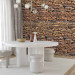 Photo Wallpaper Sunlit Wall - Stone Background with Mahogany Brick Effect in 3D 60953 additionalThumb 4