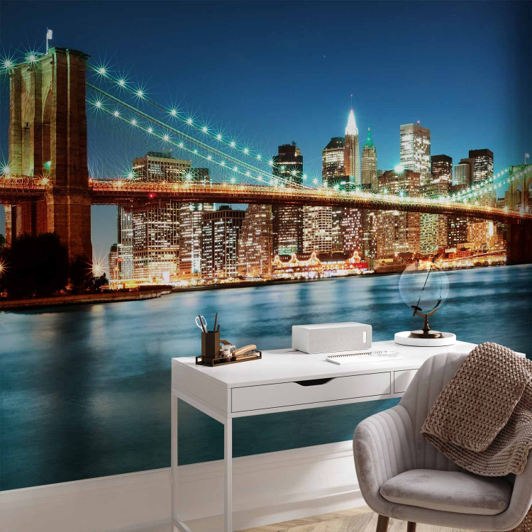 Wall Mural Night Panorama - Architecture of New York against the Background of the Brooklyn Bridge 61653 additionalImage 4