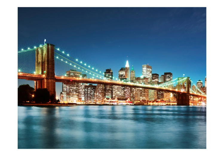 Wall Mural Night Panorama - Architecture of New York against the Background of the Brooklyn Bridge 61653 additionalImage 1
