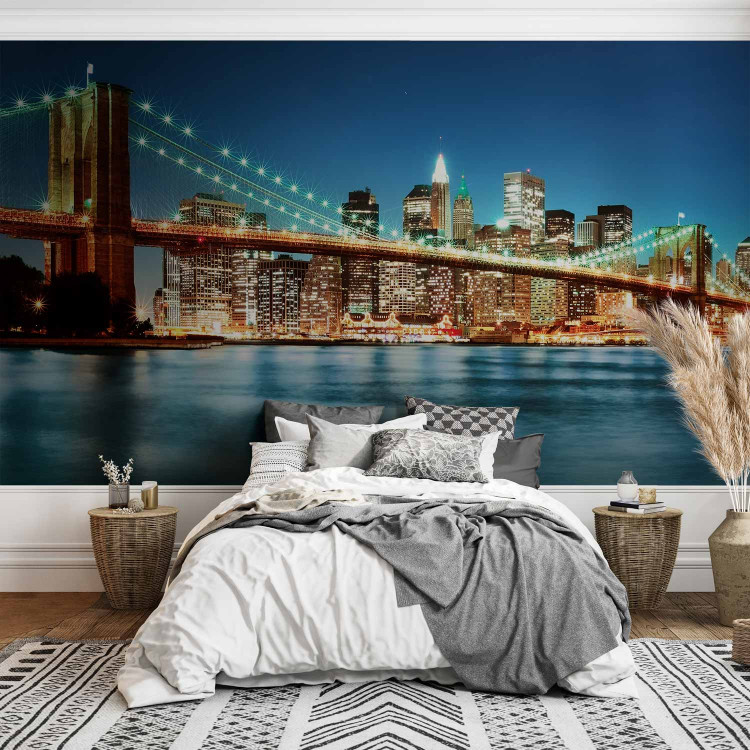 Wall Mural Night Panorama - Architecture of New York against the Background of the Brooklyn Bridge 61653 additionalImage 2