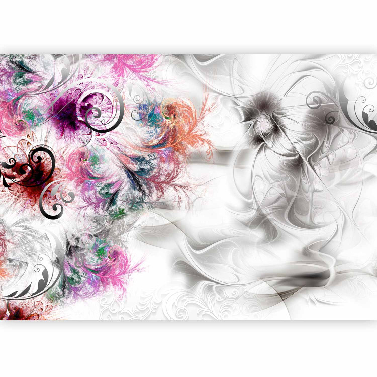 Wall Mural Abstraction - colourful ornaments on a fancy background with feather motif 90053 additionalImage 1