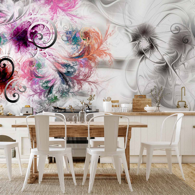 Wall Mural Abstraction - colourful ornaments on a fancy background with feather motif 90053 additionalImage 6