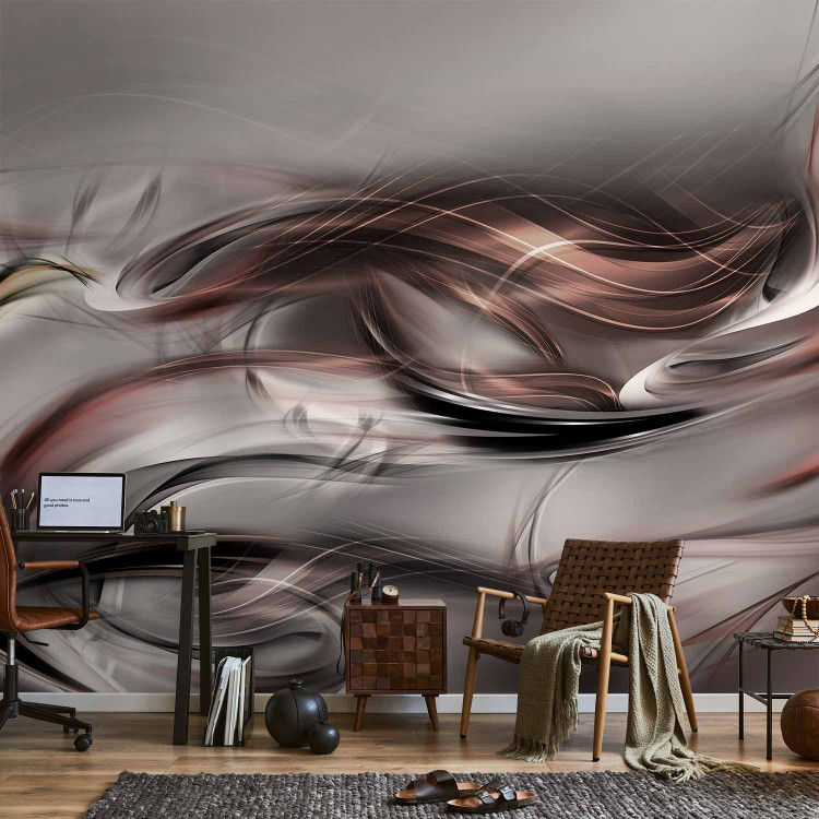 Photo Wallpaper Abstraction with smoke - pattern of coloured smoke in the wind on a grey background 90453 additionalImage 4