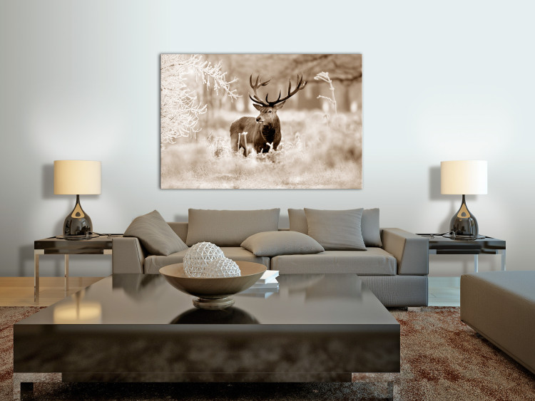 Canvas Art Print Deer in Sepia 105763 additionalImage 3