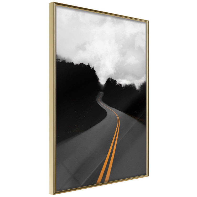 Poster Double continuous line - black and white street landscape among trees and clouds 114963 additionalImage 14
