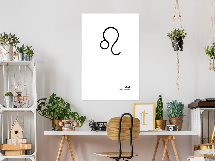 Wall Poster Leo - minimalist black and white composition with date and zodiac sign 117063 additionalImage 2