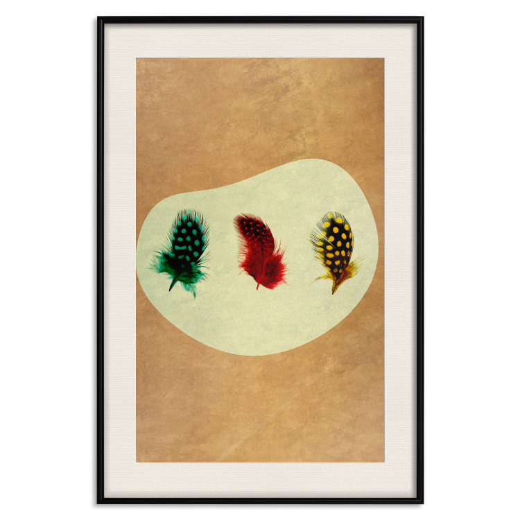 Poster Boho Feathers - abstraction in colorful feathers with dots on a beige background 118163 additionalImage 18
