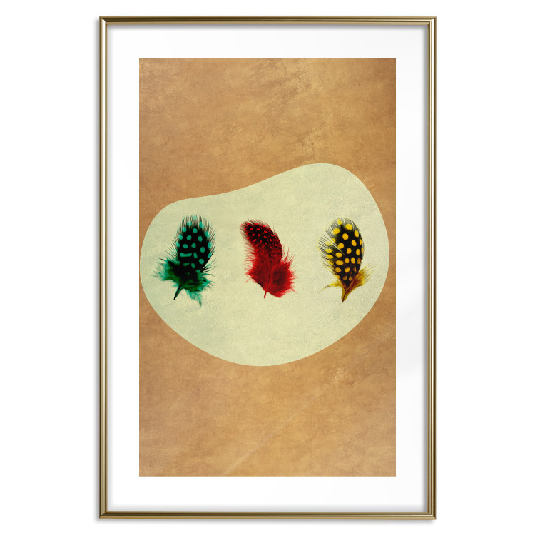 Poster Boho Feathers - abstraction in colorful feathers with dots on a beige background 118163 additionalImage 16