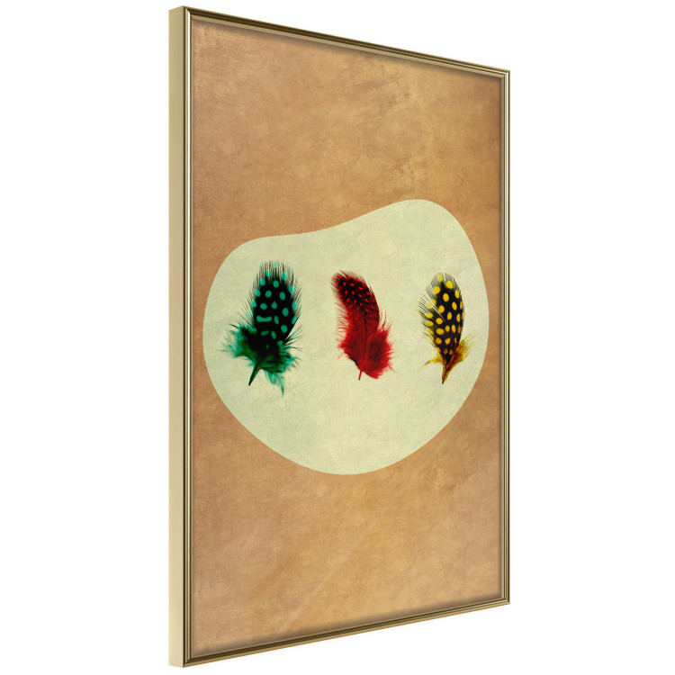 Poster Boho Feathers - abstraction in colorful feathers with dots on a beige background 118163 additionalImage 14