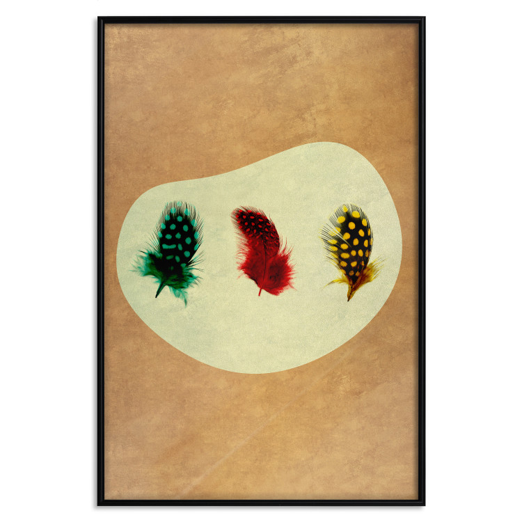 Poster Boho Feathers - abstraction in colorful feathers with dots on a beige background 118163 additionalImage 18