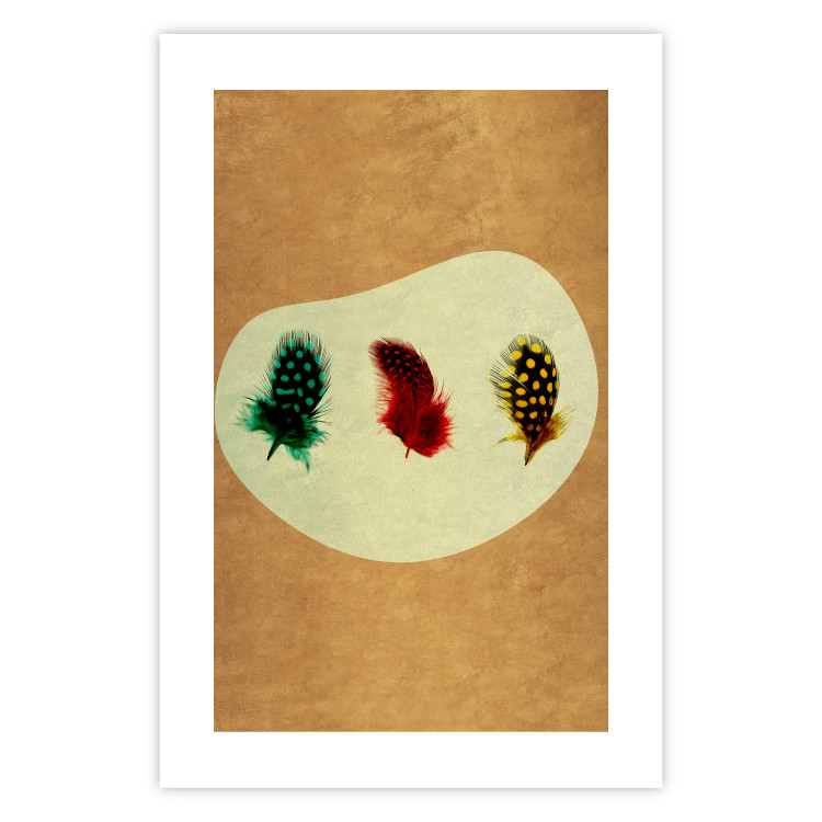Poster Boho Feathers - abstraction in colorful feathers with dots on a beige background 118163 additionalImage 25