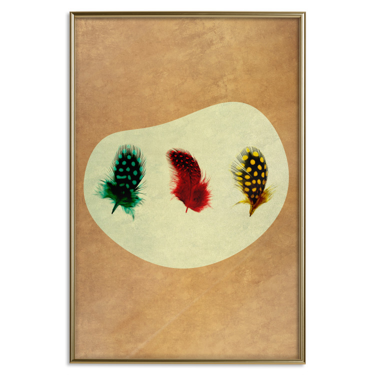 Poster Boho Feathers - abstraction in colorful feathers with dots on a beige background 118163 additionalImage 16