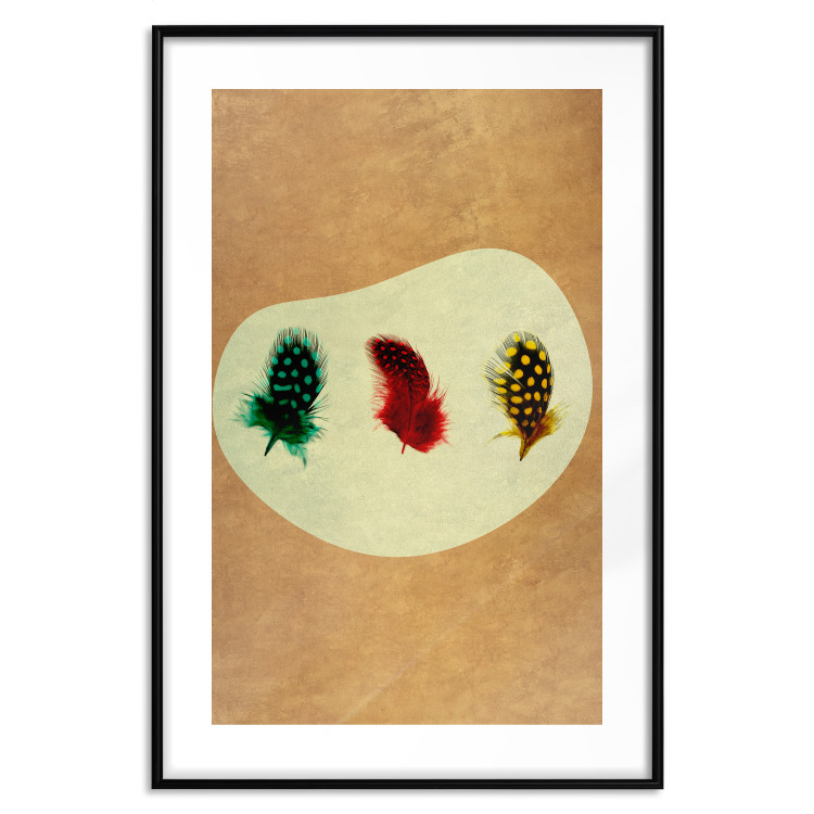 Poster Boho Feathers - abstraction in colorful feathers with dots on a beige background 118163 additionalImage 17