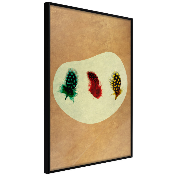 Poster Boho Feathers - abstraction in colorful feathers with dots on a beige background 118163 additionalImage 12