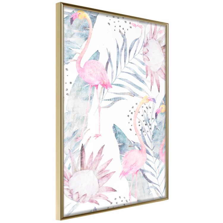 Wall Poster Exotic Mist - tropical abstraction with pink flamingos among leaves 118263 additionalImage 14