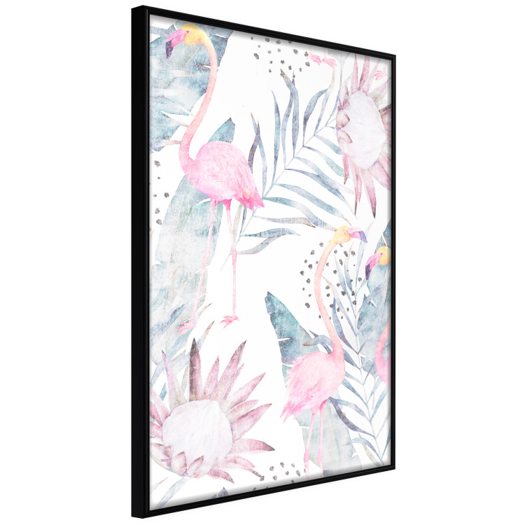 Wall Poster Exotic Mist - tropical abstraction with pink flamingos among leaves 118263 additionalImage 10