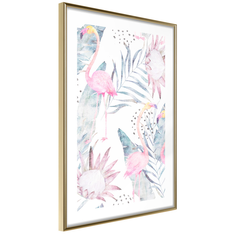 Wall Poster Exotic Mist - tropical abstraction with pink flamingos among leaves 118263 additionalImage 6