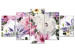 Canvas Print Girly roses - colourful, pastel flowers and leaves on a white 118363