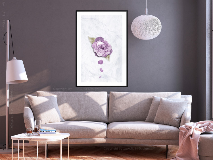 Poster End of Spring - plant composition with a purple flower on marble 118563 additionalImage 4