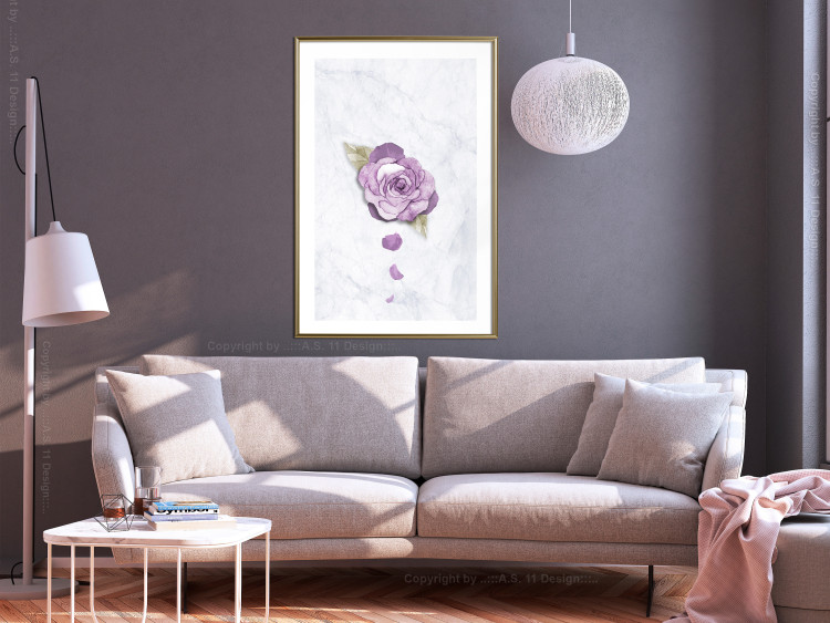 Poster End of Spring - plant composition with a purple flower on marble 118563 additionalImage 13